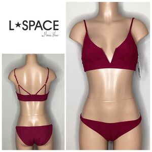 New. L*SPACE plum ribbed bikini set. Small. Retails $193